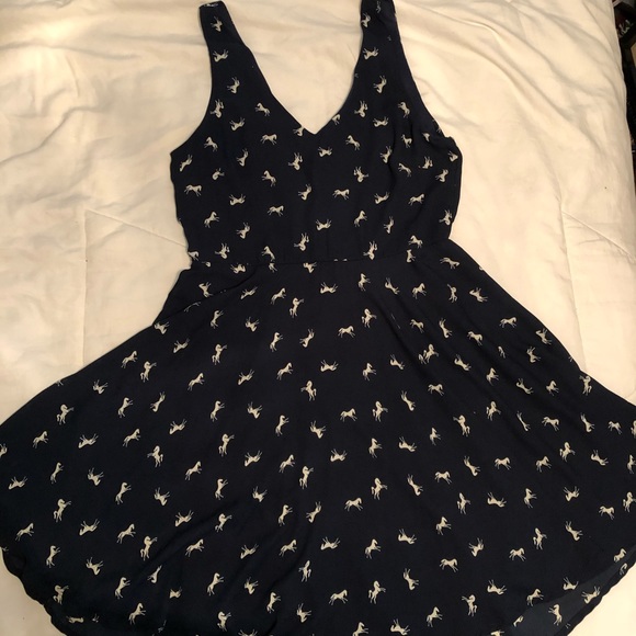 Anthropologie Dresses & Skirts - Everly Anthropologie Deep V Neck Navy Dress Horses